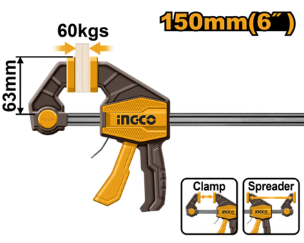 Струбцина быстрозажимная  INGCO HQBC01601 INDUSTRIAL 63х150 мм