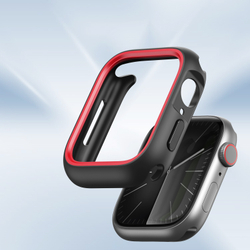 Чехол-бампер для часов Apple Watch 45 мм для моделей 7, 8 и 9 серии, черный с красными вставками (Black/Red) от Dux Ducis, серия Bamo Series Case