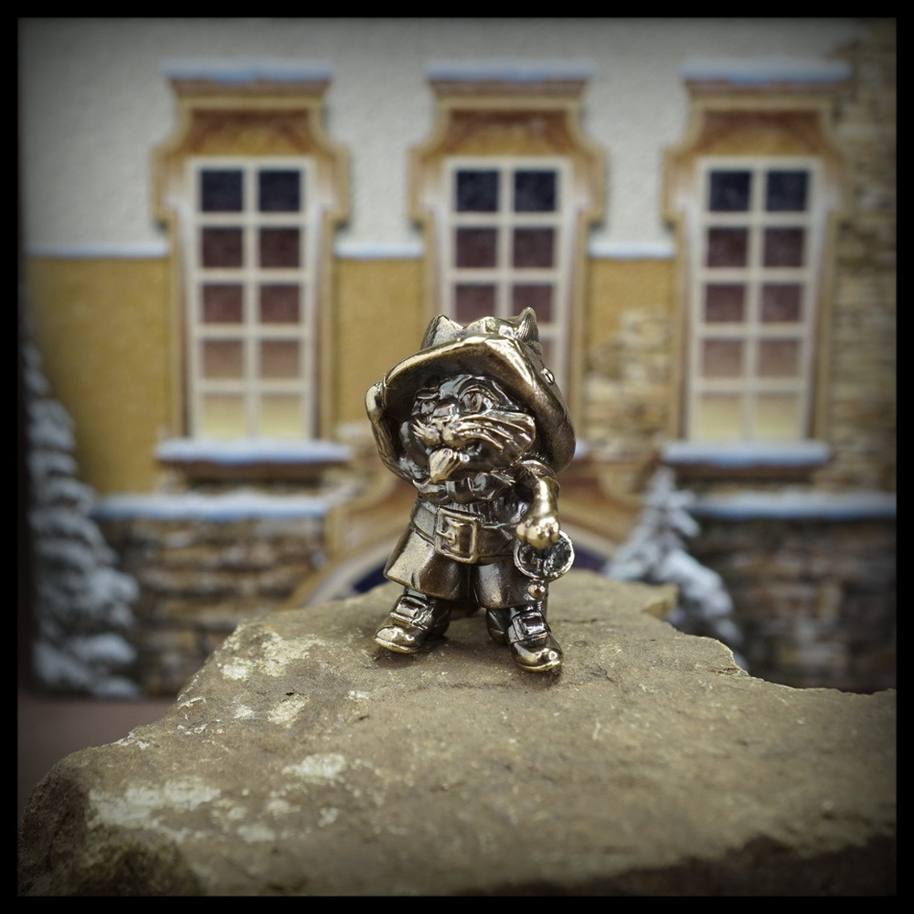 Темлячная бусина "Кот в сапогах" для ножей , латунь