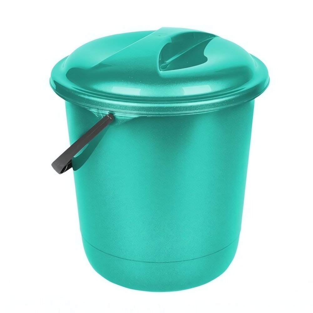 Ведро Disco 12 л с крышкой аквамарин