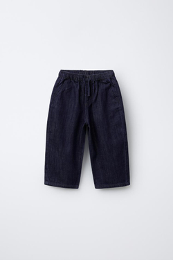 ZARA БРЮКИ С ЭЛАСТИЧНЫМ ПОЯСОМ, СИНИЙ