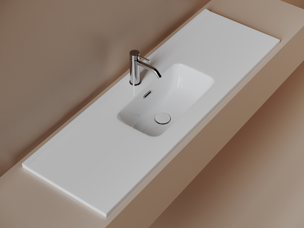 CN7028 Раковина мебельная накладная Compact 1210x395x170, цвет белый