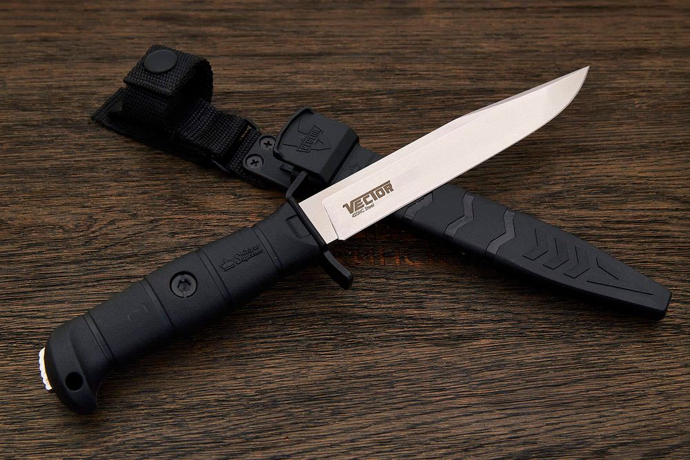Нож тактический Kizlyar Supreme Vector, клинок 160мм, сталь 420НС, рукоять кратон чёрный