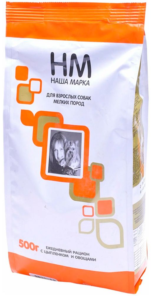 Сухой корм НАША МАРКА для взрослых собак мелких пород с мясом цыпленка и овощами - 0,5 кг