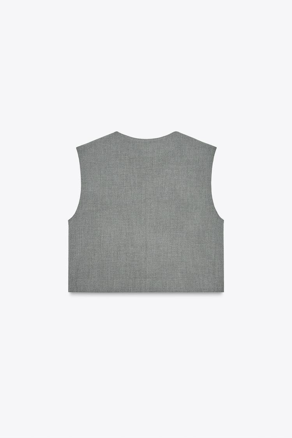 ZARA КОРОТКИЙ ЖИЛЕТ С ПОТАЙНЫМИ ПУГОВИЦАМИ, СЕРЫЙ