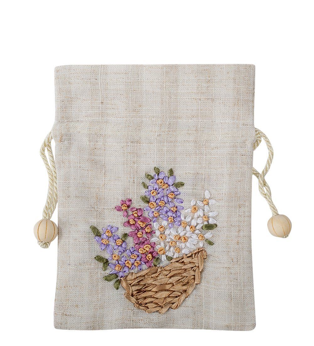 LK-14 Мешочек из льна «Цветочная корзина»