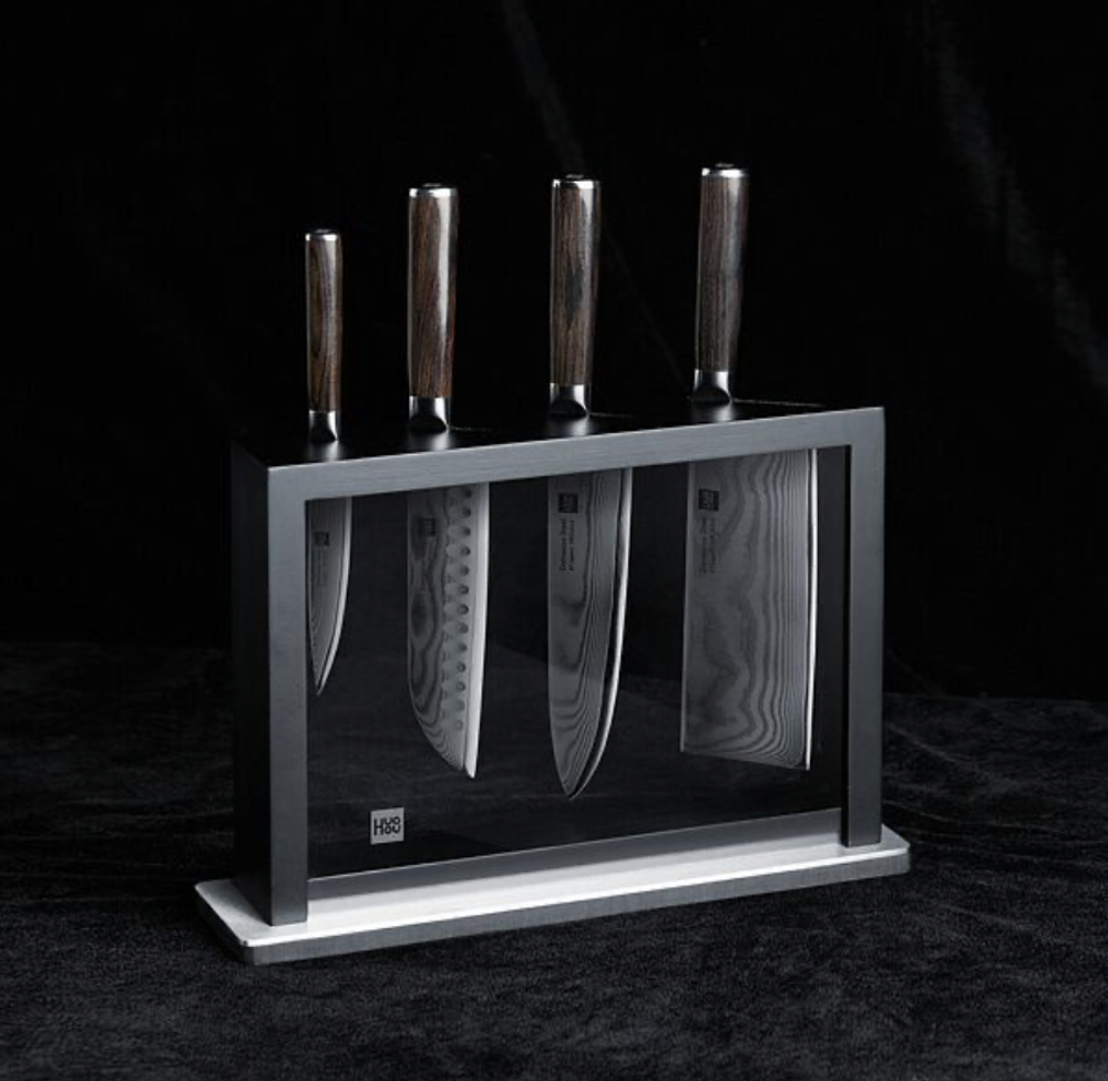 Набор ножей из дамасской стали Xiaomi Huo Hou Damascus Knife Set Yu Series (HU0297), дерево