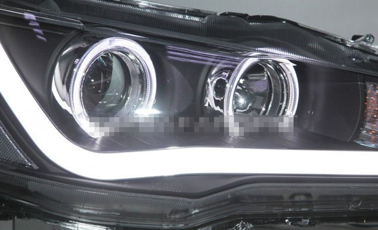 Передние фары Митсубиси Лансер V4 type [комплект Л+П; биксеноновая линза; яркие ходовые огни]