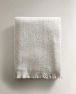 Zara Home - Мягкий плед с бахромой, синий, 140x190 см