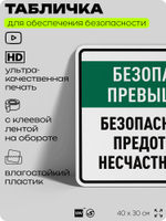 Табличка для обеспечения безопасности "Безопасность превыше всего", для производства, предприятия, 40х30 см, Silver Plane x Айдентика Технолоджи