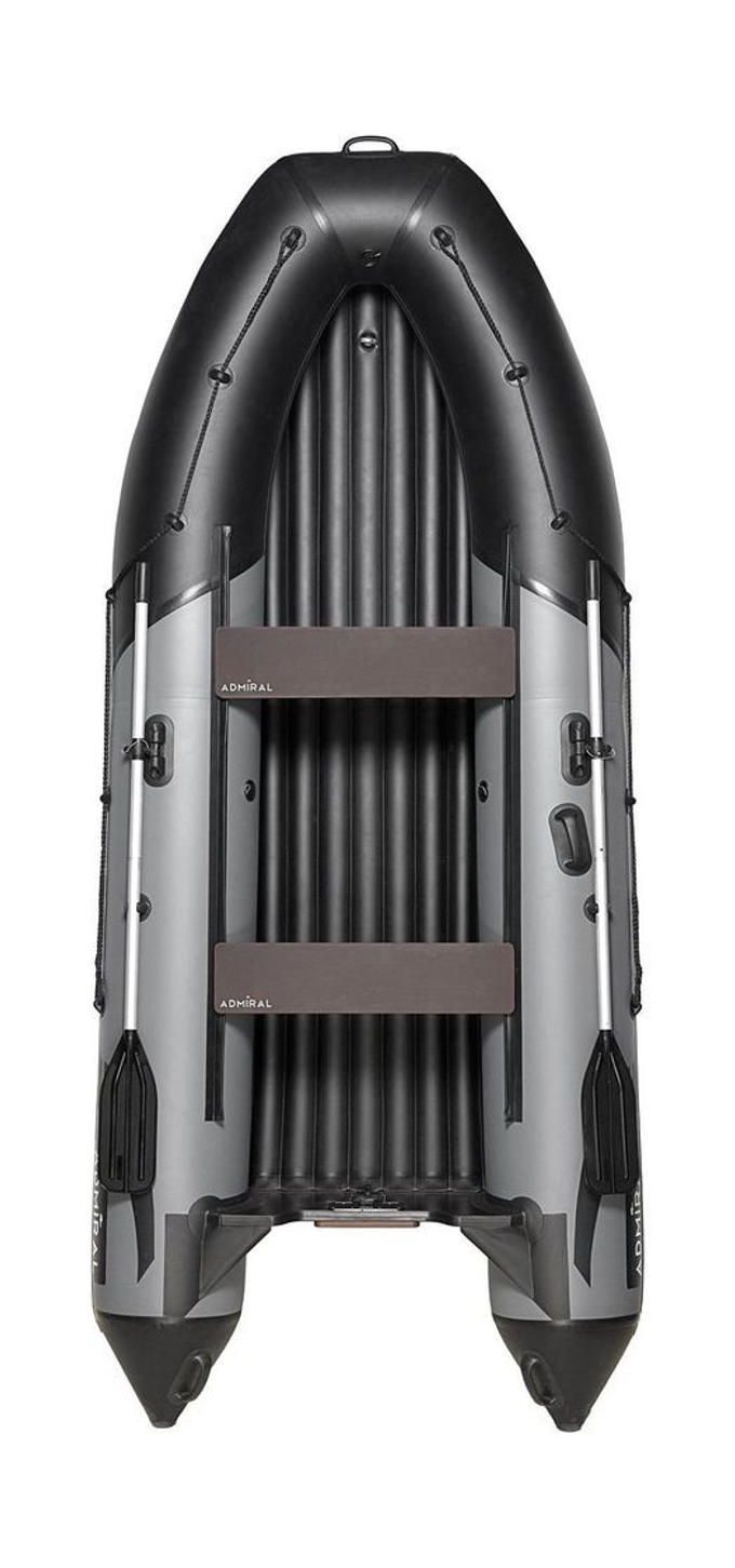 Надувная лодка ПВХ, Адмирал 375 S НДНД,  роульс, рым, накладки, серый/черный