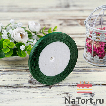 Лента атласная 6 мм (23 метра, цвет №49  темно-зеленый)