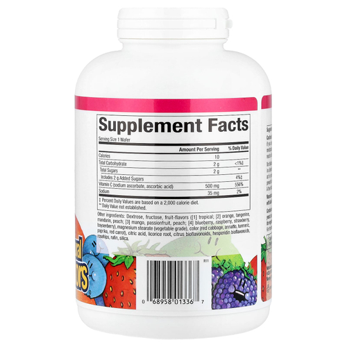 Natural Factors, фруктовая жевательная таблетка с витамином C, смесь из 4 фруктов, 180 жевательных таблеток (500 мг в 1 таблетке)