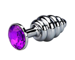 Анальная пробка Butt Plug Silver ребристая розовый 8 см