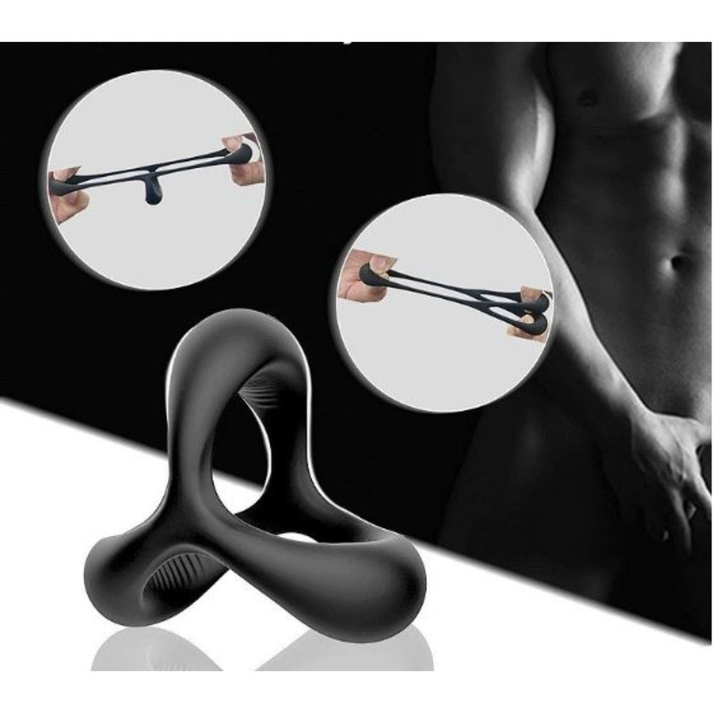 Черное эрекционное кольцо для пениса без вибрации (Цвет: черный)