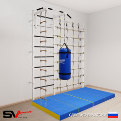 Шведская стенка Sv Sport 51150 (Турник стандарт/Лестница/Цепь/Мешок 15кг/Мат 2м/Канатный лаз)