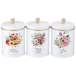 НАБОР AGNESS "FLORAL MOOD" 2В1 ХЛЕБНИЦА 34*20*18 СМ, БАНКА ДЛЯ СЫПУЧИХ 12*17,5 СМ 3 ШТ
