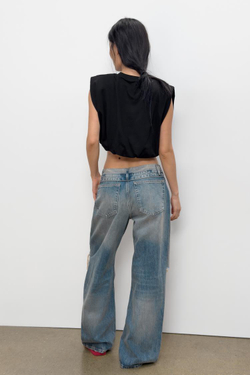 ZARA ТОП-БАЛЛОН С ПОДПЛЕЧНИКАМИ, ЧЕРНЫЙ