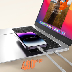 Кабель для быстрой зарядки 27W в тканевой оплетке длина 100см (1м) с разъемом Type C на Lightning, серия AUTO Series Aluminum от Dux Ducis