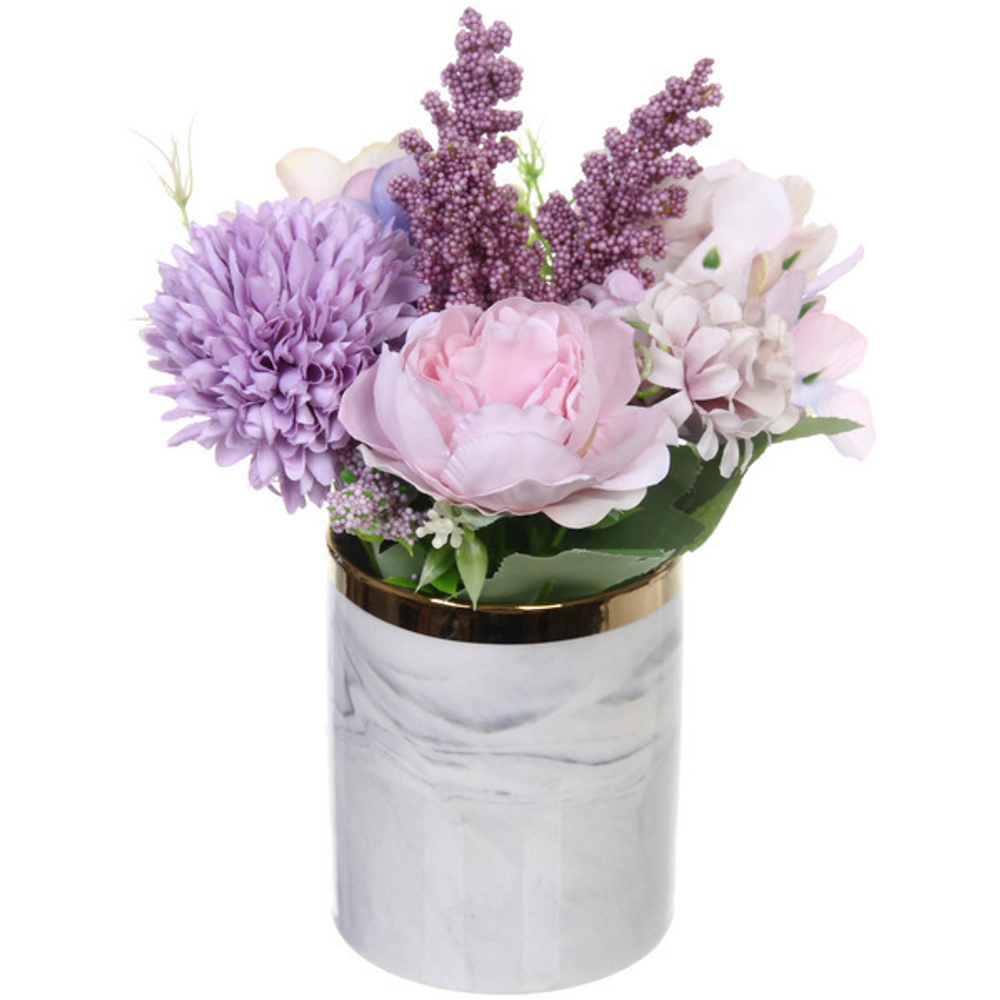 Цветочная композиция «Шарм» сиреневый 15*21см в керамическом горшке HL-13