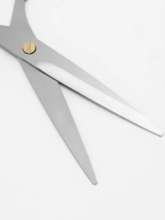 Ножницы парикмахерские с упором, лезвие — 7 см, цвет салатовый/серебристый