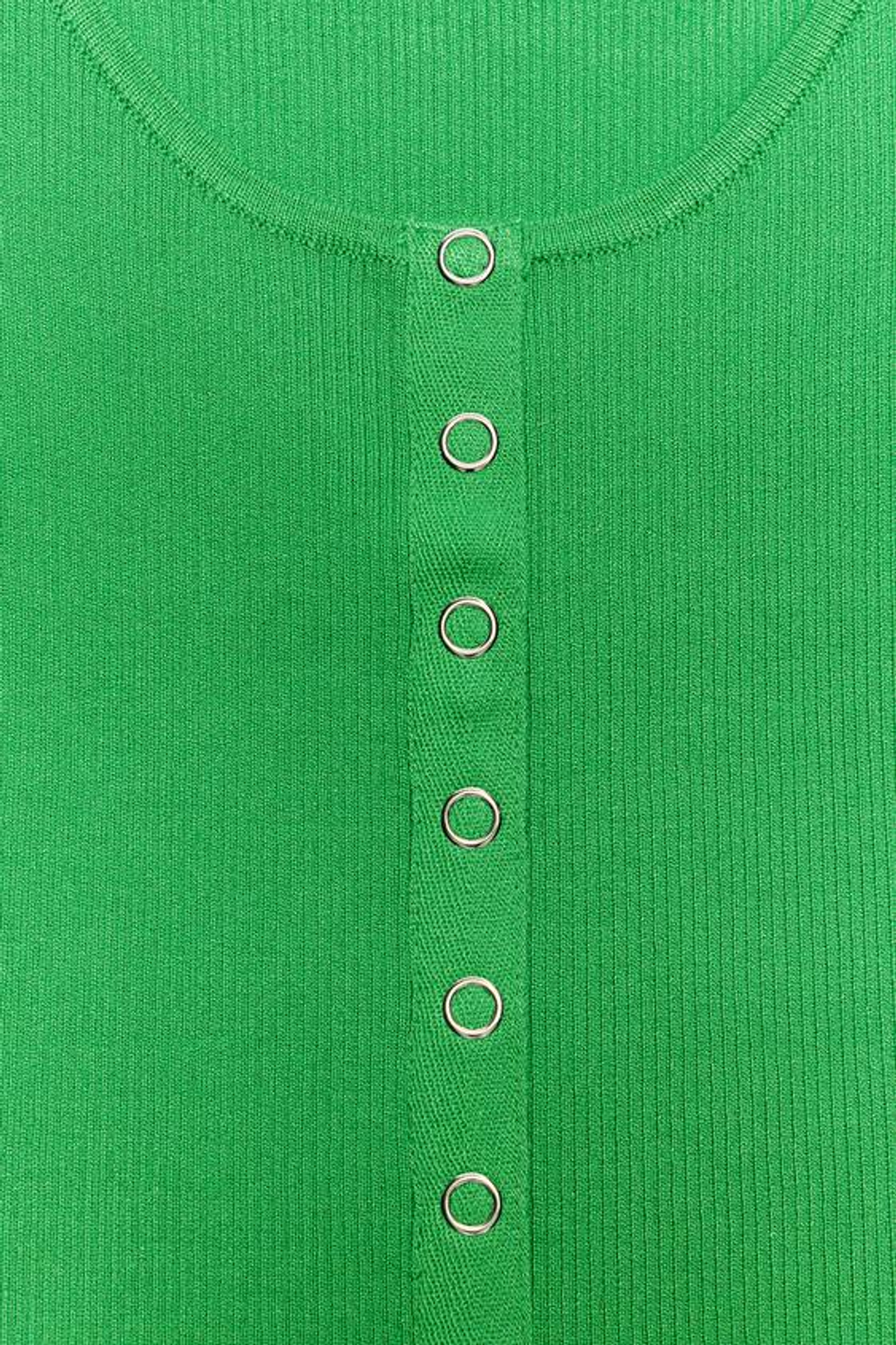 ZARA ТРИКОТАЖНЫЙ ТОП В РУБЧИК, ЗЕЛЕНЫЙ