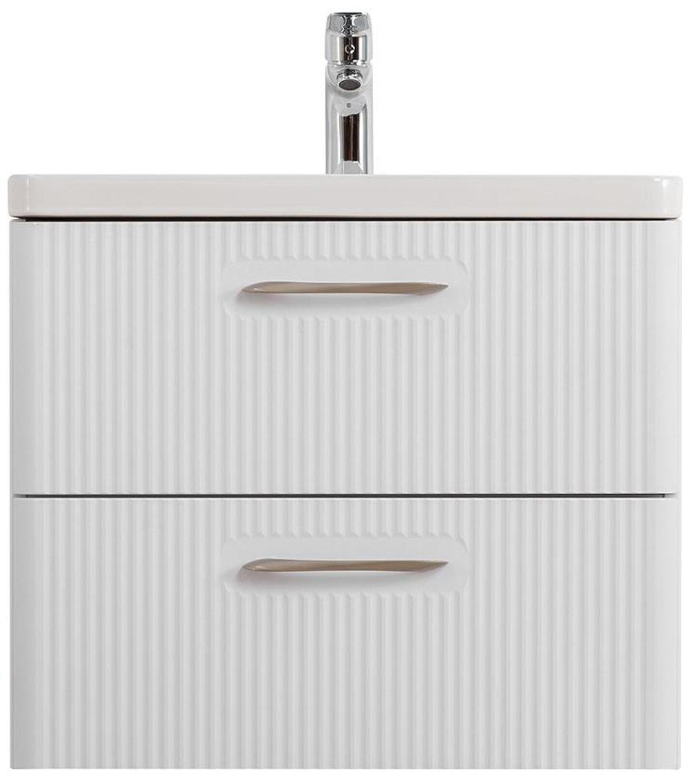 Подвесная тумба с раковиной Belbagno DUE 50 см Белый металлик DUE-500-2C-SO-BM-P + BB-8076-3-50