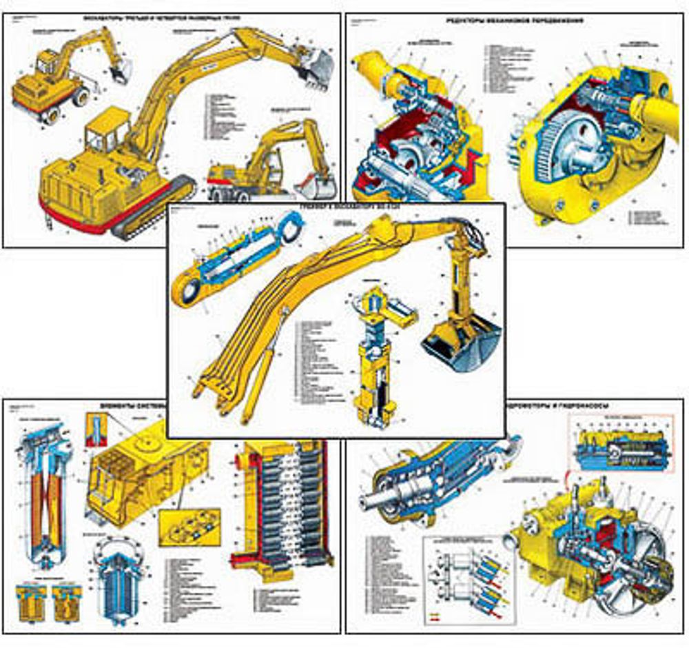 Плакаты ПРОФТЕХ &quot;Одноковшовые гидравлические экскаваторы&quot; (24 пл, винил, 70х100)