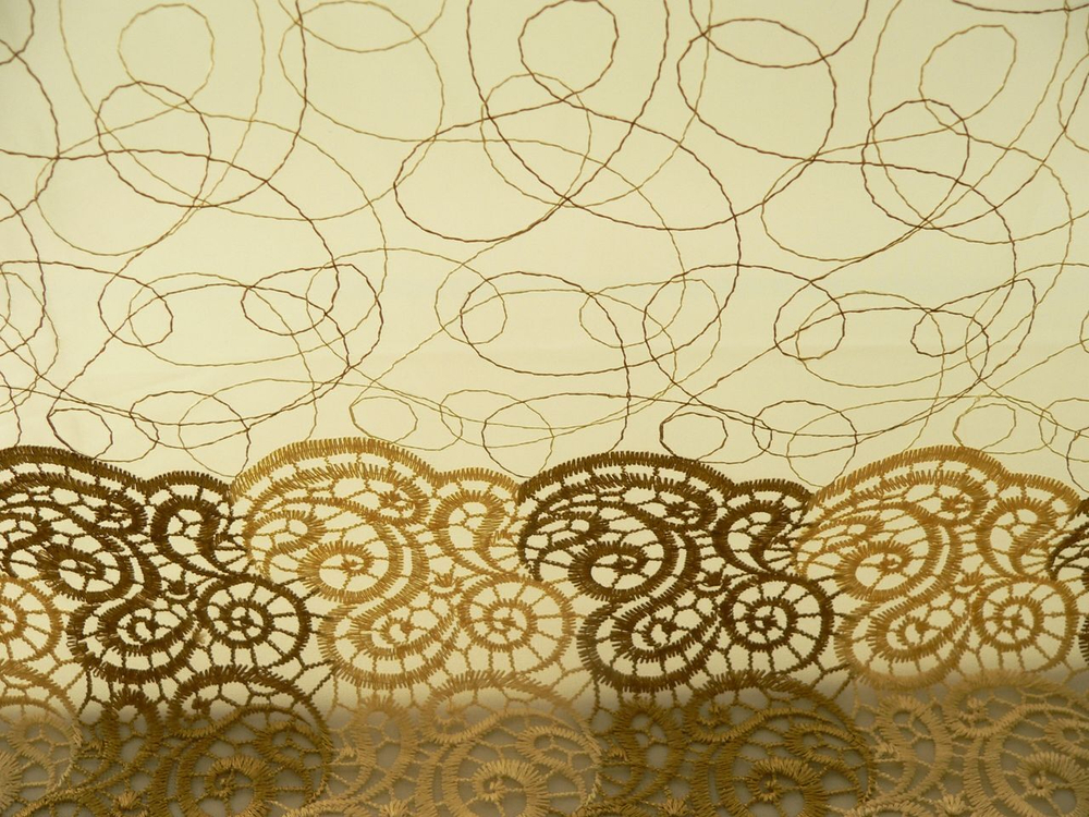 Ткань Органза с вышивкой перламутр с золотом арт. 326368