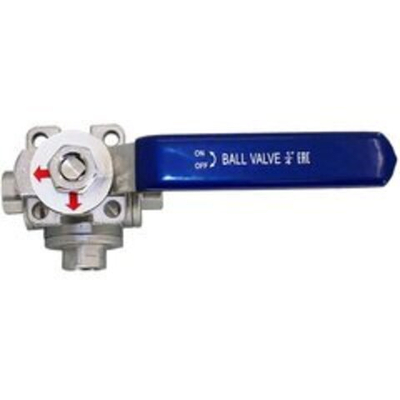 Кран шаровый трехходовой (L-тип) нержавеющий, AISI304 DN10 (3/8"), (CF8), PN64