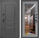 Дверь Входная Металлическая Лабиринт ОРЛЕАН с зеркалом 18 Бетон светлый