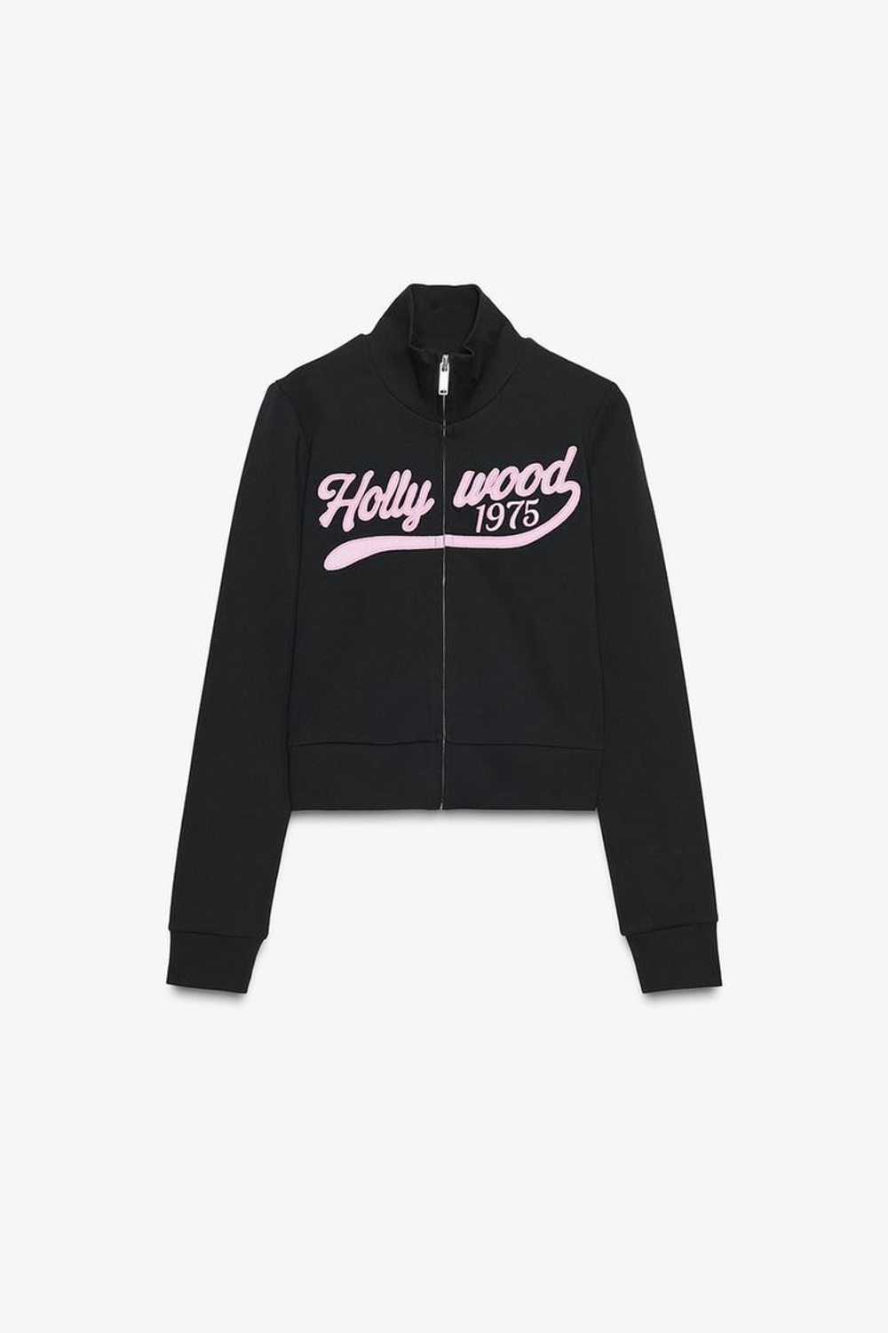 ZARA ТОЛСТОВКА НА МОЛНИИ С ТЕКСТОМ, ЧЕРНЫЙ