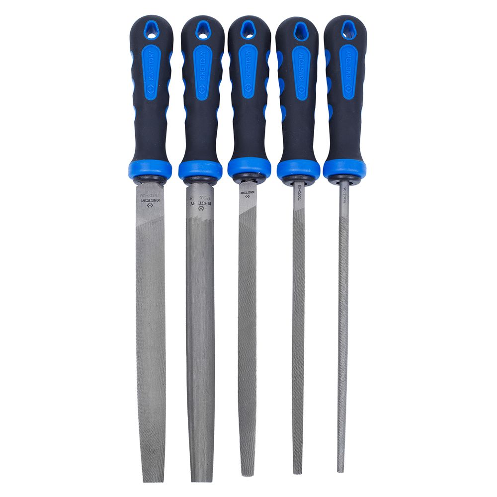 KING TONY (1005GQ) Набор напильников 200 мм, двухкомпонентные рукоятки, 5 предметов