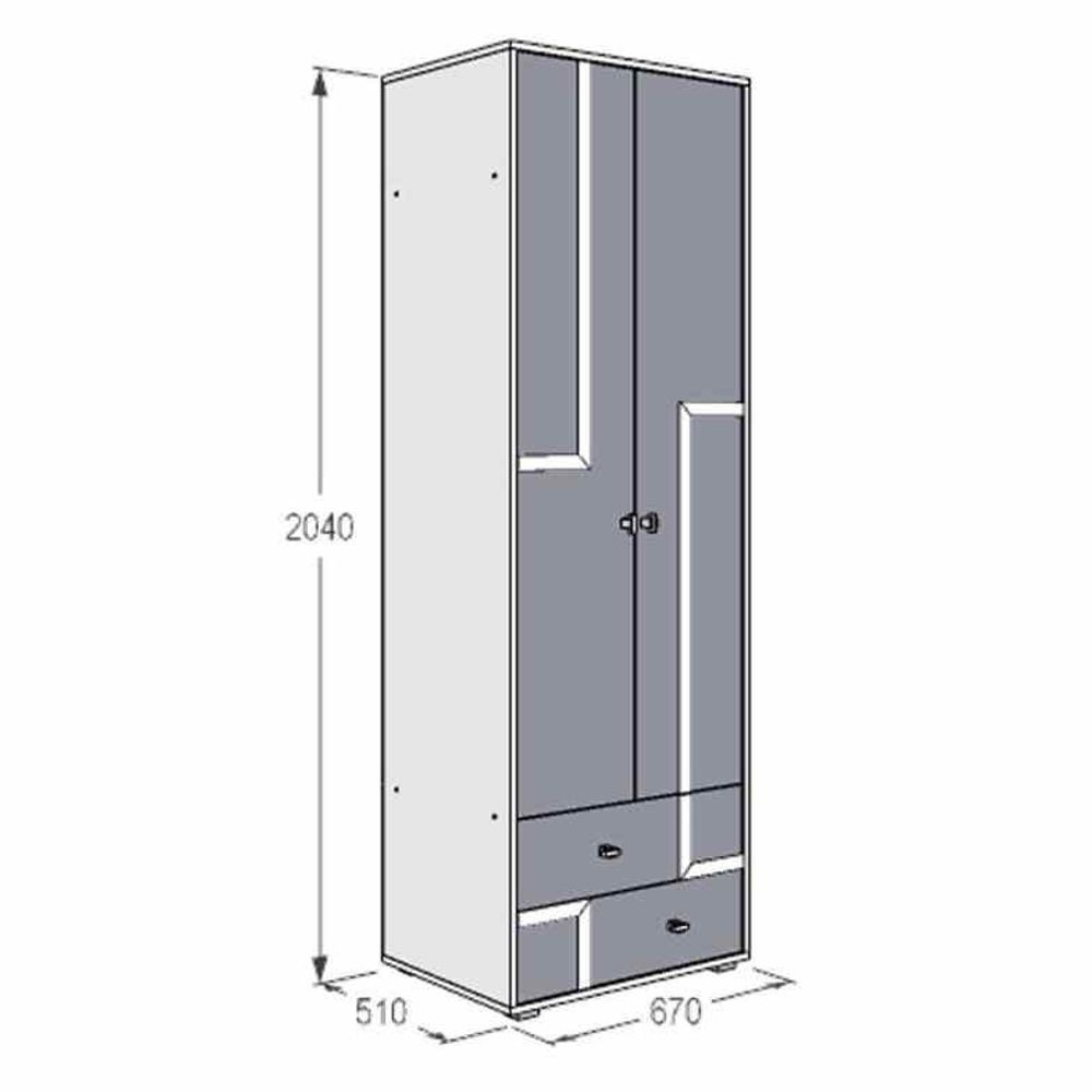 Уголок школьника Омега 16 Шкаф 2-х дв. для одежды