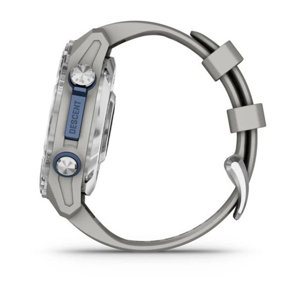 Смарт часы Garmin Descent Mk3 (43 мм) из нержавеющей стали с силиконовым туманно-серым ремешком
