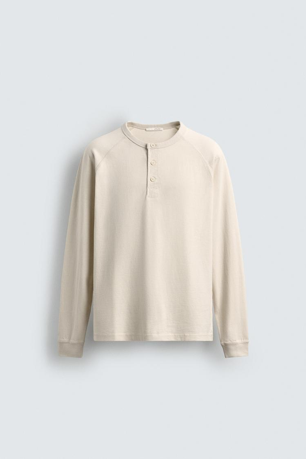 ZARA ФУТБОЛКА С ВОРОТНИКОМ НА ПУГОВИЦАХ, ЭКРЮ