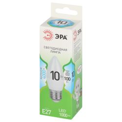 Лампа светодиодная ЭРА GREEN LINE LED B35-10W-840-E27 GL 10Вт свеча яркий белый свет E27