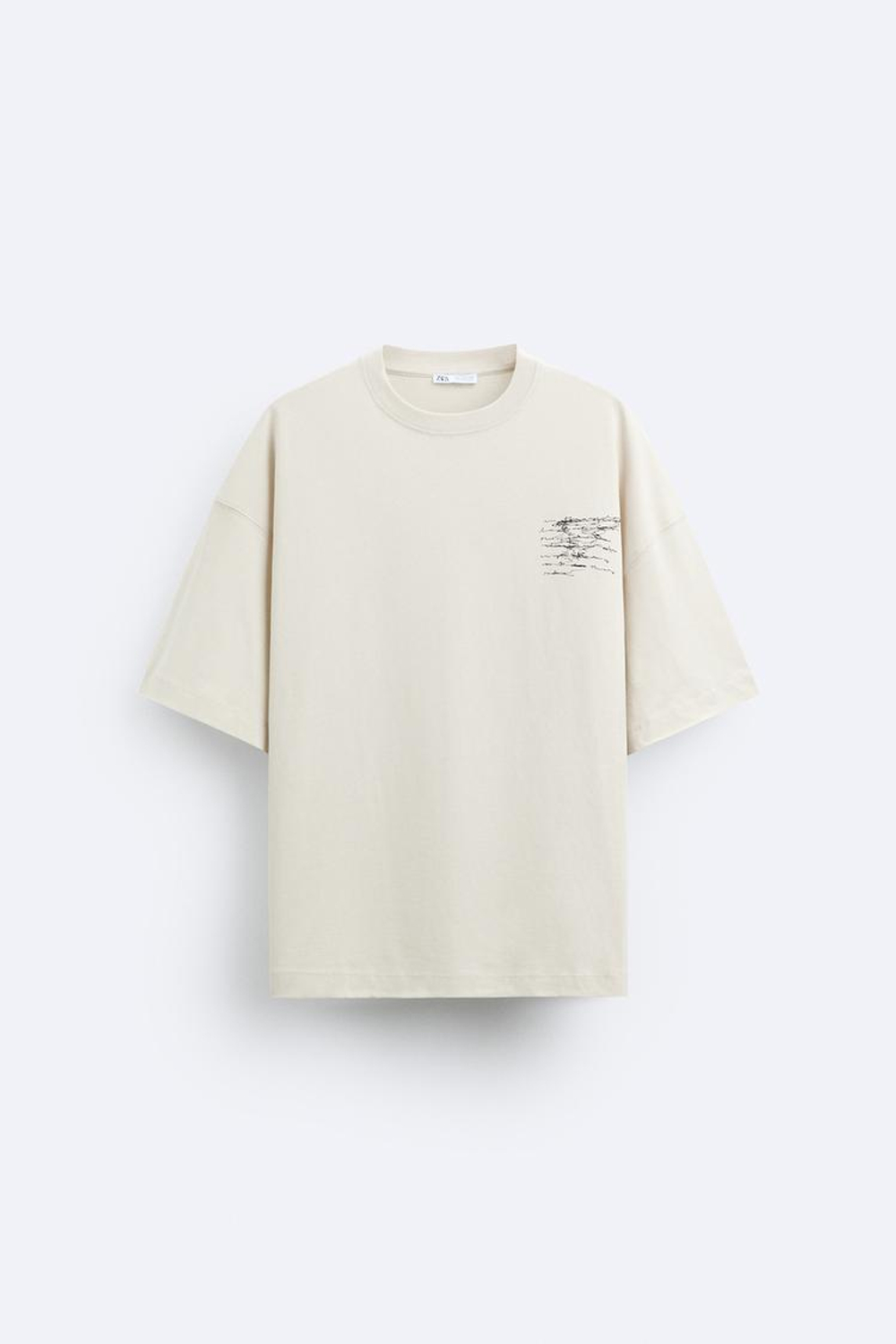 ZARA ФУТБОЛКА С НАШИВКОЙ И ПРИНТОМ, СЕРЫЙ