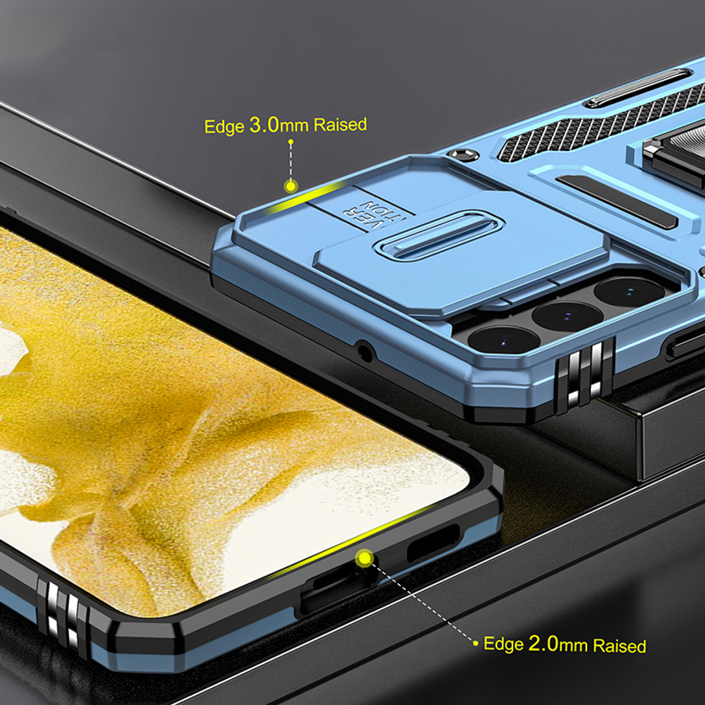 Чехол Safe Case с кольцом и защитой камеры для Samsung Galaxy S22