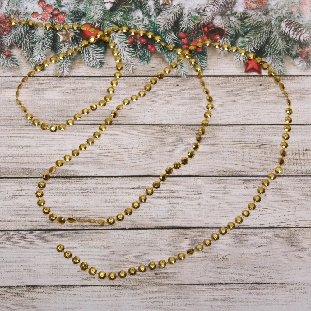 Бусы на ёлку 2,0 м «Стразы», Золото