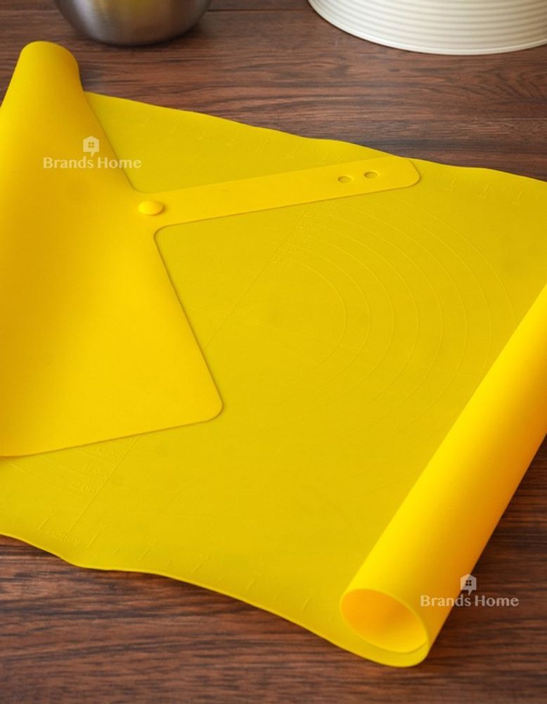 Силиконовый коврик для теста с мерными делениями Foss SS-KM-SLC-YEL, 37.7 х 57.4 см, желтый
