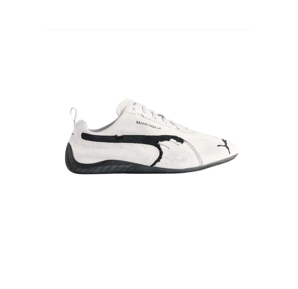 Кроссовки Speedcat Balenciaga x PUMA из состаренной замши белого цвета