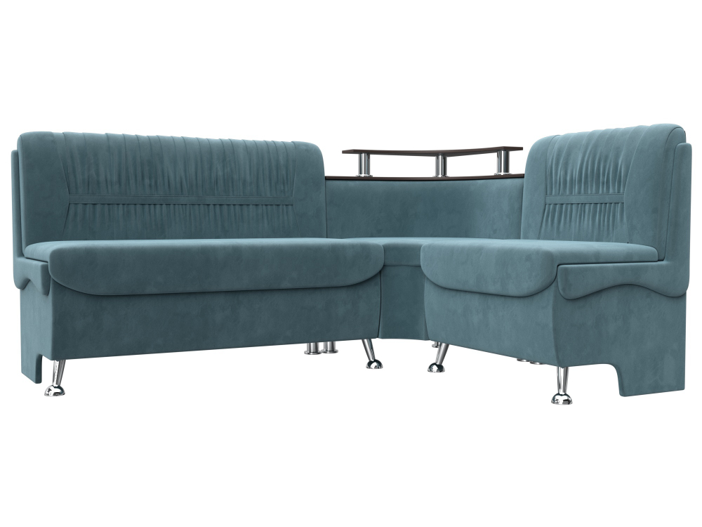 Диван кухонный угловой Сидней правый угол, Бирюзовый, Велюр, 126115