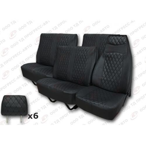 Чехлы на сиденье /Г-2705, 2217/ 7 мест. Экокожа черный (Газелист52)