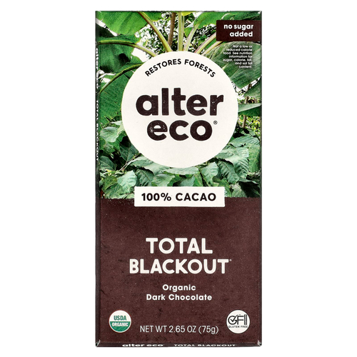 Alter Eco, Total Blackout®, органический темный шоколад, 100% какао, 75 г (2,65 унции)