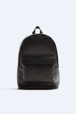 ZARA РЮКЗАК С КЛАПАНОМ И КАРМАНОМ, ЧЕРНЫЙ