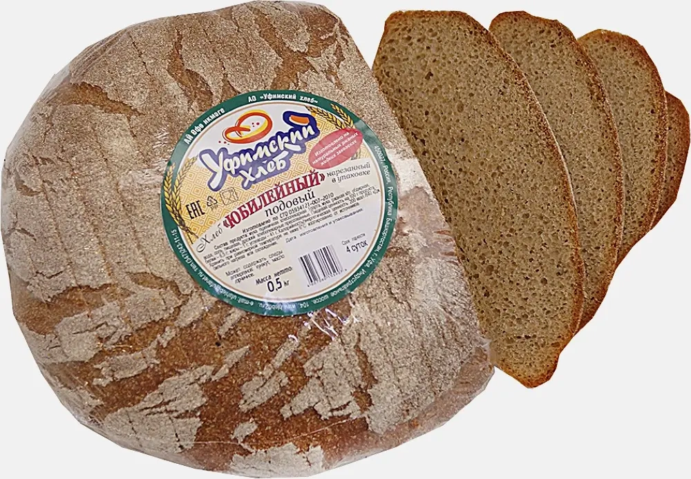 Хлеб Юбилейный подовый ржано-пшеничный нарезанный Уфимский хлеб 500г