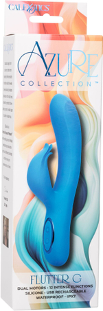 Голубой вибратор-кролик Flutter G - 22,7 см. (Цвет: голубой)