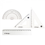 Набор чертежный Yalong, 15 см, пластиковый, 4 предмета, "Динозаврик", пакет-пенал ПВХ с европодвесом