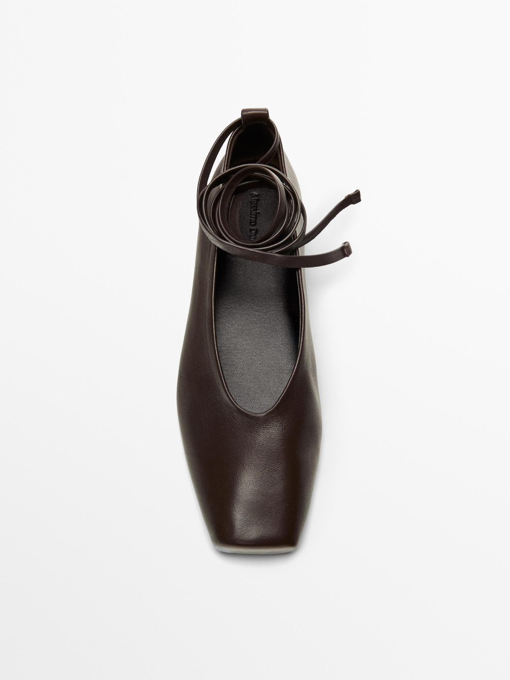 Massimo Dutti Кожаные балетки на шнуровке, коричневый